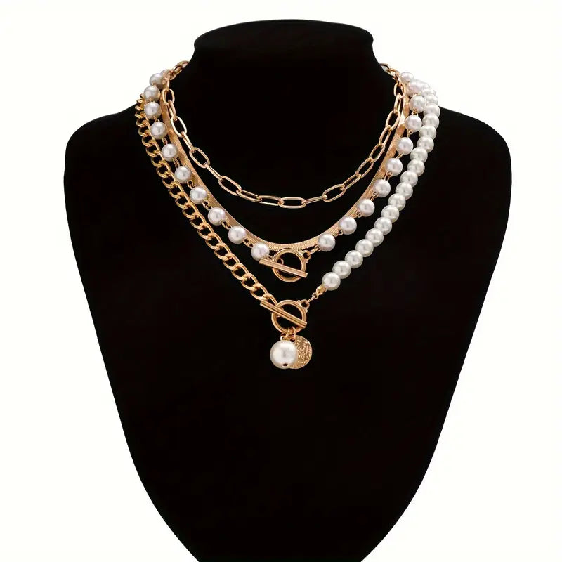 Set Collane 4 Pezzi - Snake, Perle, Catena | Oro