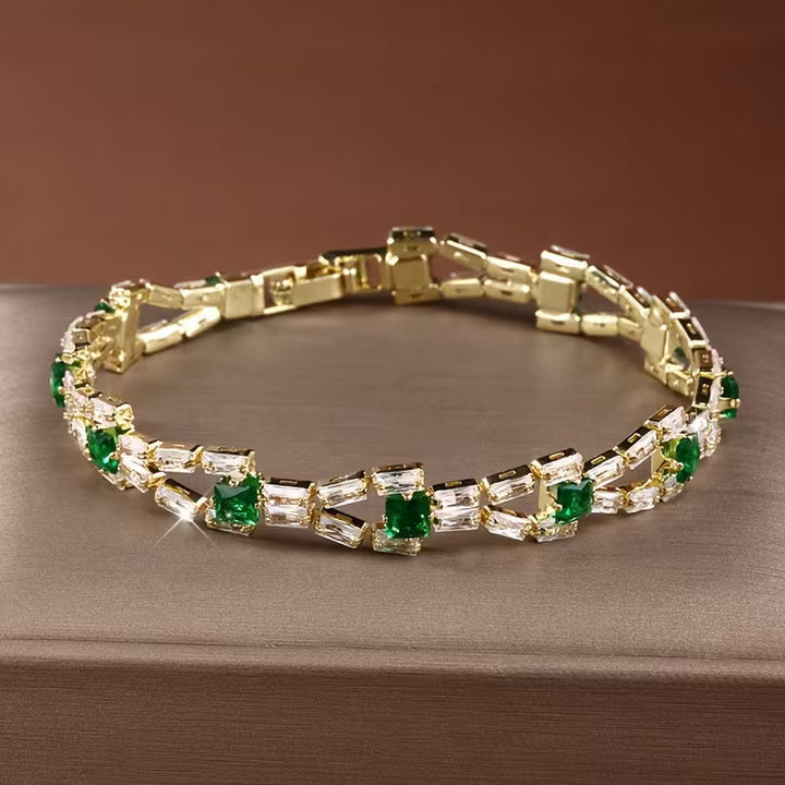 Bracciale Tennis Link Verde | Oro