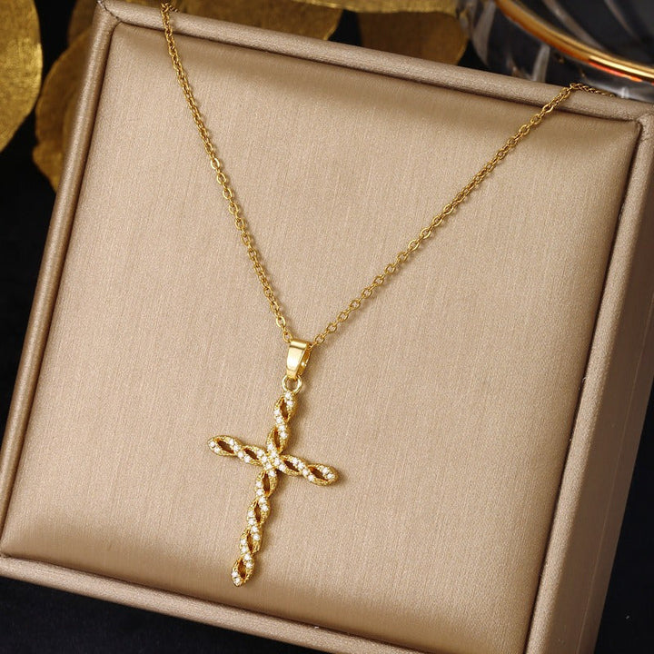 Collana Croce Brillanti Elica | Oro