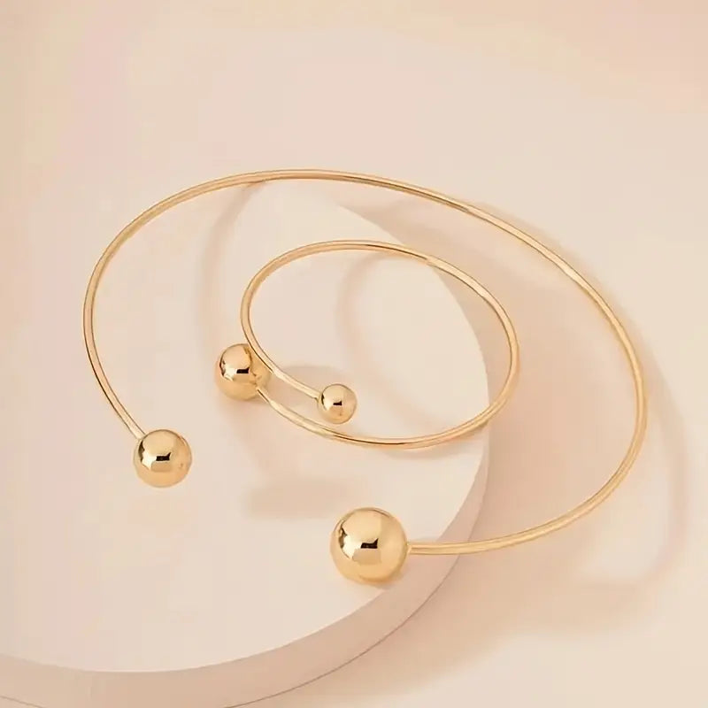 Minimalist Glow Collar &amp; Cuff Bracelet Set | Gold