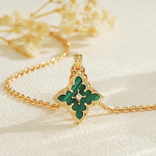 Collana Smeraldo Quadrifoglio | Oro