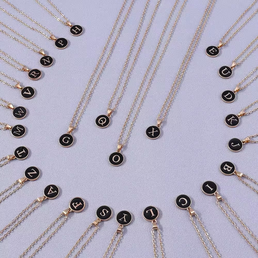 Collana Iniziale Bianco Nero | Oro