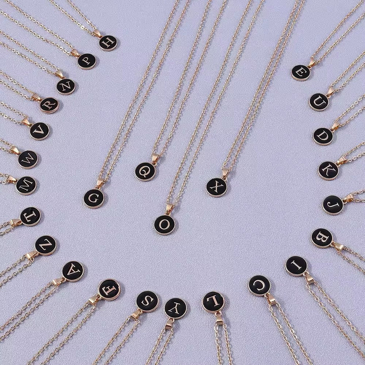 Collana Iniziale Bianco Nero | Oro
