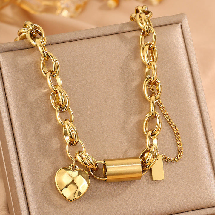 Collana Cuore Catena Spessa | Oro