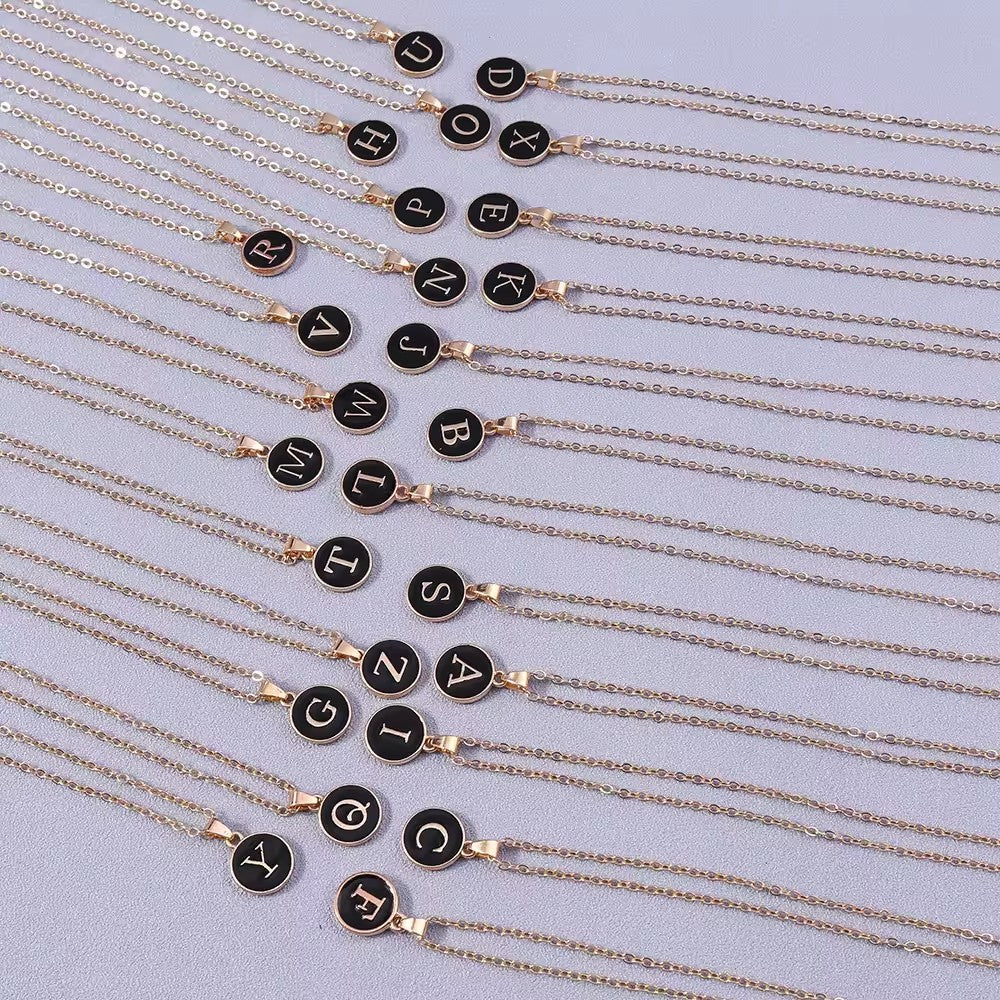 Collana Iniziale Bianco Nero | Oro