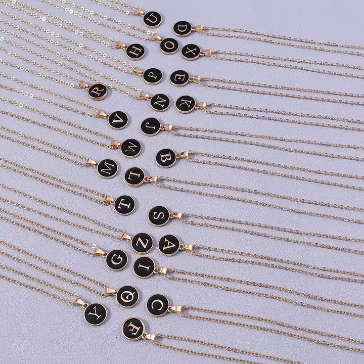 Collana Iniziale Bianco Nero | Oro