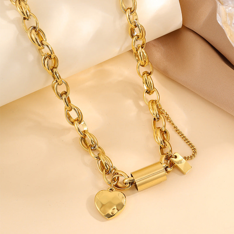 Collana Cuore Catena Spessa | Oro