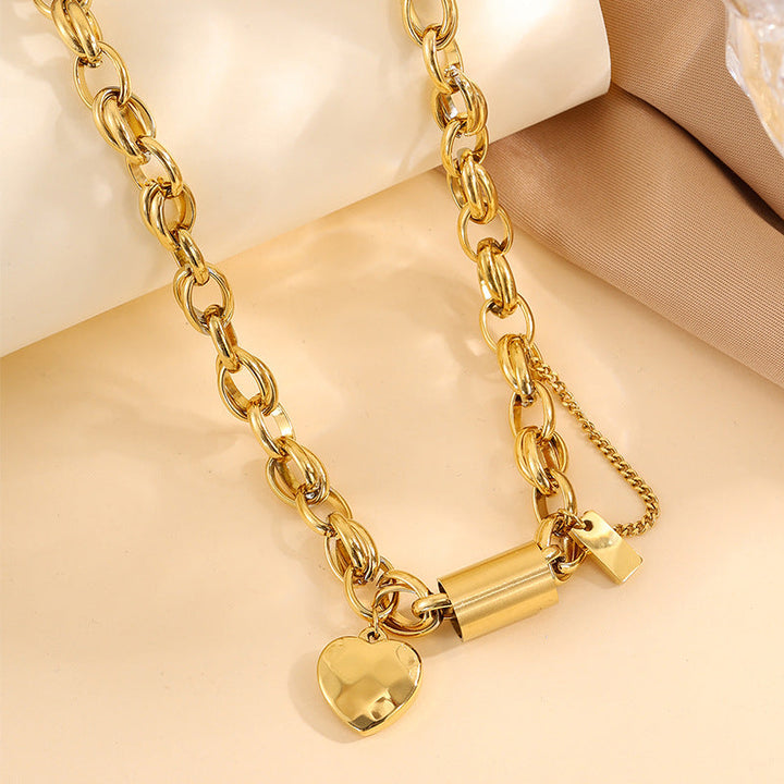 Collana Cuore Catena Spessa | Oro