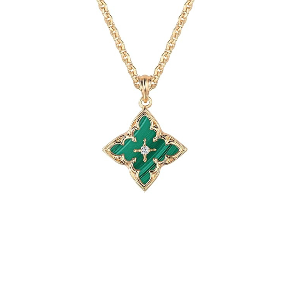 Collana Smeraldo Quadrifoglio | Oro