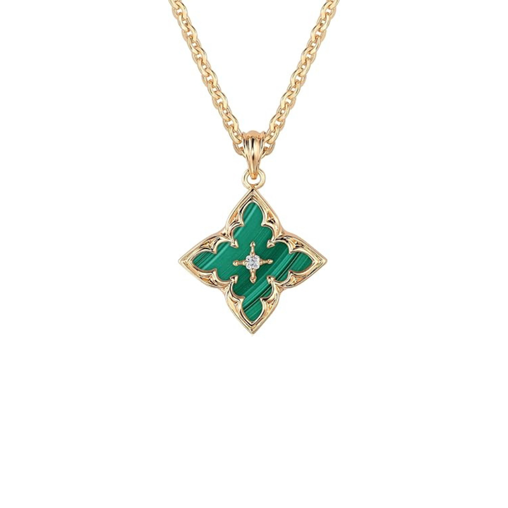 Collana Smeraldo Quadrifoglio | Oro