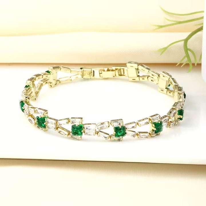 Bracciale Tennis Link Verde | Oro