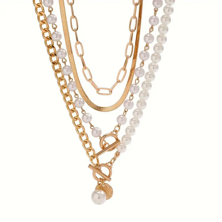 Set Collane 4 Pezzi - Snake, Perle, Catena | Oro