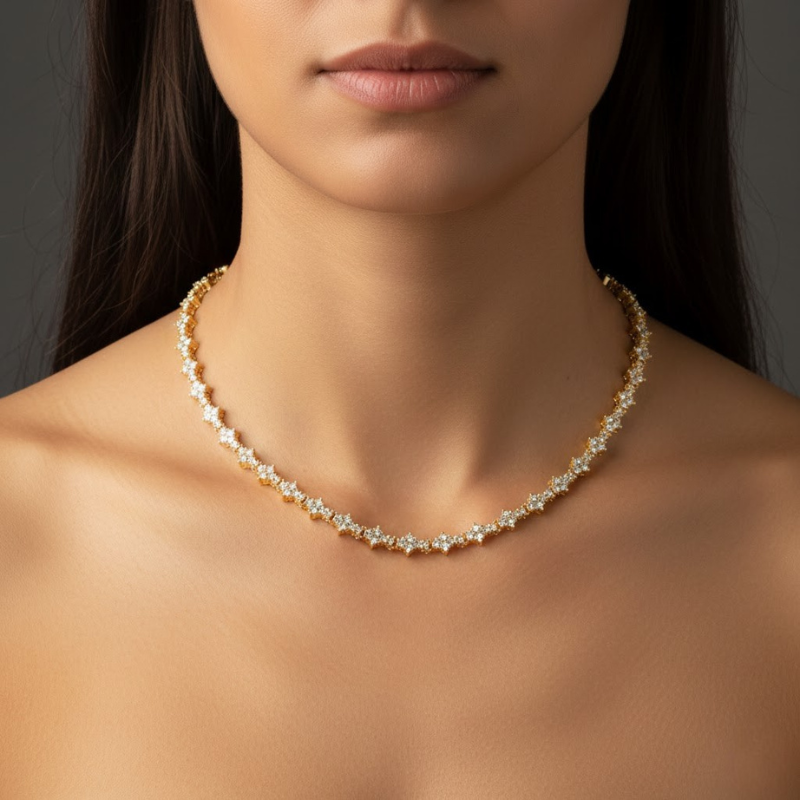 Collana Tennis Cluster | Oro